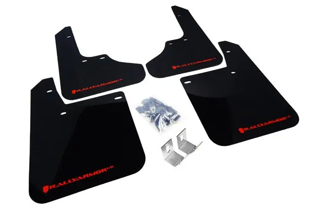 Reduced Price Rally Armor UR Mudflaps Black Urethane Red Logo 2008-2011 Impreza / 2008-2010 WRX