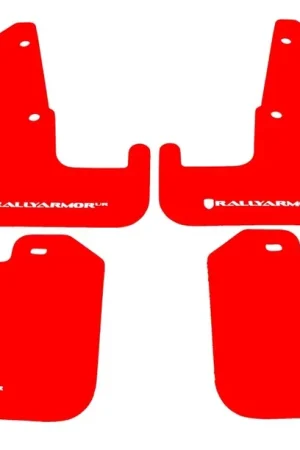 One Day Deal Rally Armor UR Mudflaps Red Urethane White Logo 2011-2014 WRX Hatchback / 2008-2014 STI Hatchback