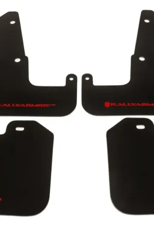 Crafted Rally Armor UR Mudflaps Black Urethane Red Logo 2011-2014 WRX Sedan / 2011-2014 STI Sedan