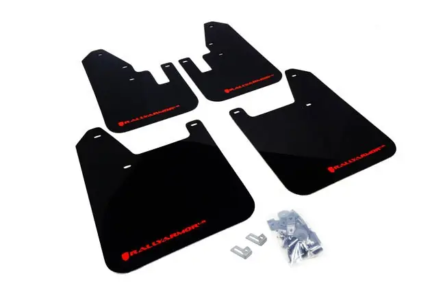 Markdown Rally Armor UR Mudflaps Black Urethane Red Logo 1998-2002 Forester
