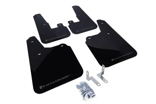 Get Yours Rally Armor UR Mudflaps Black Urethane Grey Logo 2010-2014 Outback