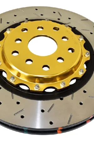 DBA 5000 Series Drilled / Slotted 2 Piece Front Rotor w/ Gold Hat 2004-2017 STI Certified