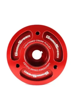 GrimmSpeed Lightweight Crank Pulley Red 2002-2014 WRX / 2004-2021 STI / 2005-2009 Legacy GT / 2004-2013 Forester / 2003-2009 Outback / 2003-2006 Baja / 2002-2012 Impreza Wholesale