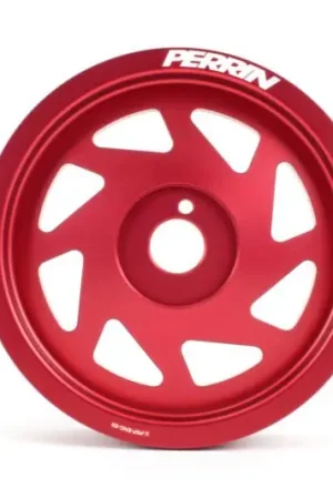 Perrin Lightened Crank Pulley Red 2002-2014 WRX / 2004-2021 STI / 1994-2009 Legacy / 2004-2010 Forester / 2004-2013 Forester XT / 1993-2011 Impreza / 1995-2009 Outback Authentic
