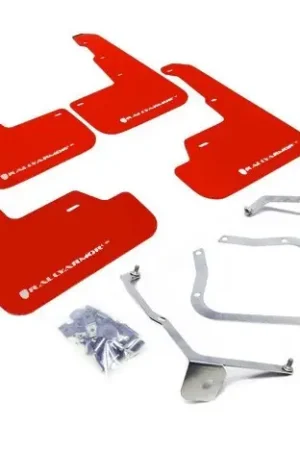 Rally Armor UR Mudflaps Red Urethane White Logo 2015-2021 WRX / 2015-2021 STI Buy Today