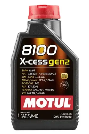 Motul 8100 5W-40 X-cess Gen 2 Motor Oil 1L Bottle Popular