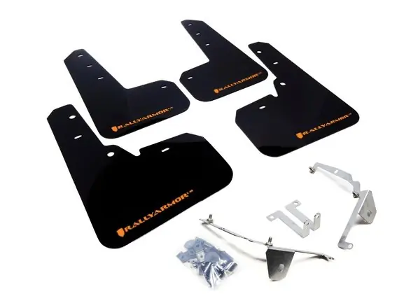 Modern Rally Armor UR Mudflaps Black Urethane Orange Logo 2013-2017 Crosstrek XV