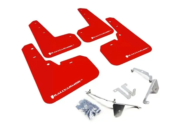 Modern Rally Armor UR Mudflaps Red Urethane White Logo 2013-2017 Crosstrek XV