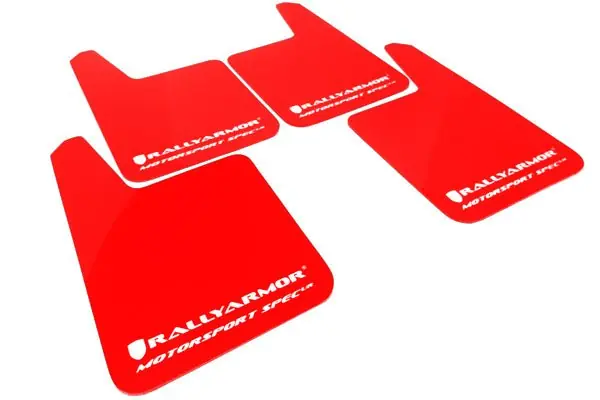Best Seller Rally Armor Universal MSpec Mudflaps Red Urethane White Logo