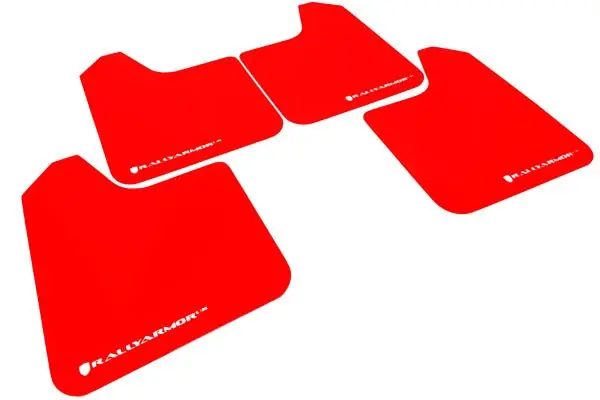 Next Day Delivery Rally Armor Universal UR Mudflaps Red Urethane White Logo