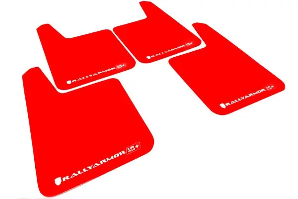 Rally Armor Universal UR Plus Mudflaps Red Urethane White Logo Budget