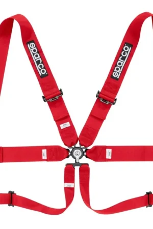 Mega Sale Sparco Harness Set 6-Point Cam Lock w/ Steel Adjusters Snap-In Red
