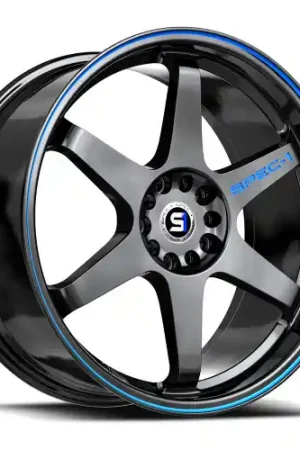 Bulk Order Spec-1 SPT-33 4x100/4x114.3 17x8 +38 Gloss Black & Blue Line