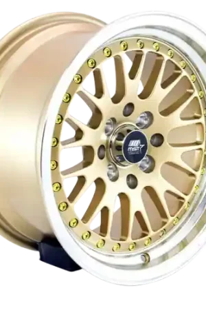 MST Wheels MT10 4x100/4x114.3 15x8.0 +25 Gold w/Machined Lip Price Drop