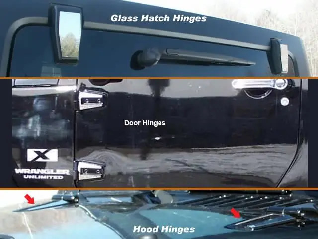 Limited Time JEEP WRANGLER JK 2dr QAA Stainless 8pcs Hinge Cap Package HP47090