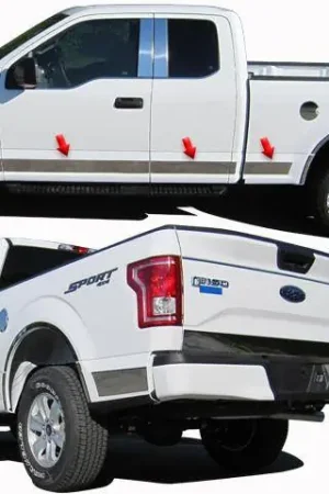 F-150 Super Cab, 5.5 bed QAA Stainless 12pcs Rocker Panel Trim TH55300 Best Choice