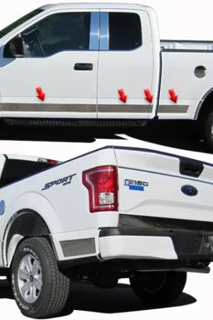 Price Cut F-150 Super Cab, 6.5 bed QAA Stainless 12pcs Rocker Panel Trim TH55302