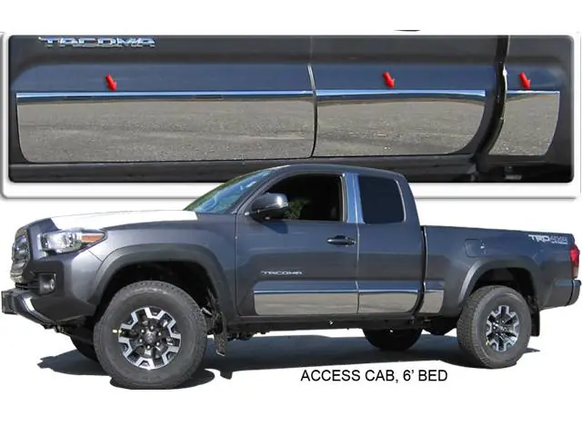 Flash Sale TACOMA Access Cab, 6' Bed QAA Stainless 6pcs Rocker Panel Trim TH16172