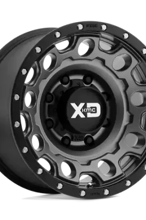 Budget XD XD129 HOLESHOT 8X165.1 17X9 -12 MATTE GRAY W BLACK REINFORCING RING