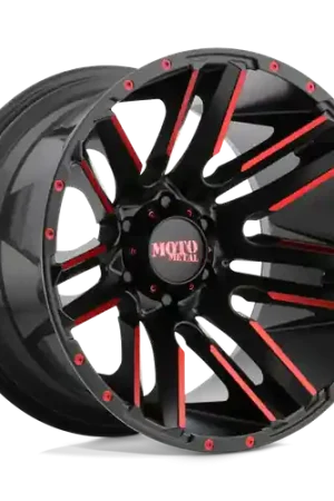Low Price Moto Metal MO978 RAZOR 8X180 22X12 -44 SATIN  BLACK MACHINED RED TINT