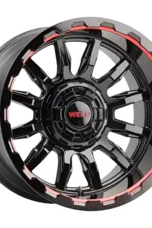 WELD Off-Road Gauntlet 8x180 20x10 -18 Gloss Black/MilledRED Trusted Brand
