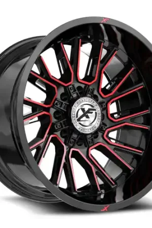 XF Off-Road XF-230 8x165.1/8x180 22x12 -44 Gloss Black & Red Machined Special Discount