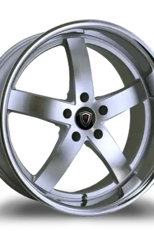 MARQUEE WHEELS M5330B 5x114.3 22x9+32 SILVER /MACHINED/STAINLESS LIP Final Sale