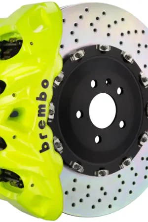 Free Returns Brembo 15-23 Mustang GT (S550) Front GT BBK 6 Piston Cast 405x34 2pc Rotor Drilled- Fluo. Yellow