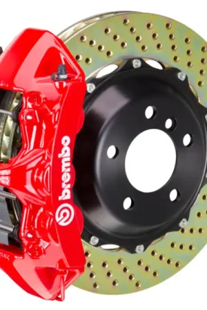 Discount Brembo 05-09 F430 Challenge Rear GT BBK 6 Piston Cast 380x32 2pc Rotor Drilled-Red