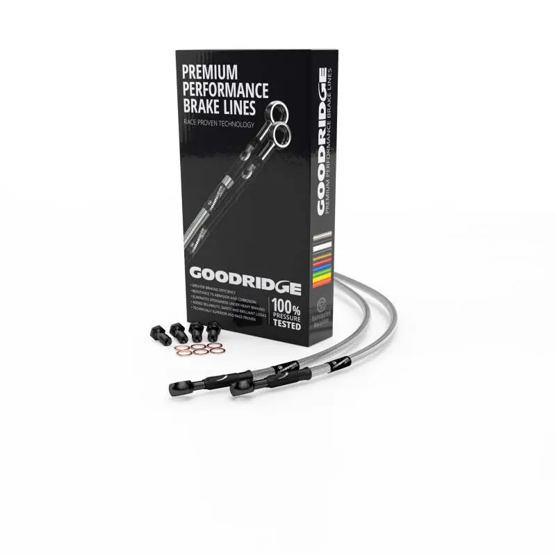 Premium Goodridge 18-20 Harley-Davidson XL1200NS/XS (w/o ABS) Black Front Brake Line w/Clear Fitting