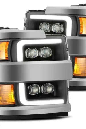 Latest AlphaRex 15-18 Chevy 2500HD NOVA LED Proj Headlights Plank Style Black w/Activ Light/Seq Signal/DRL