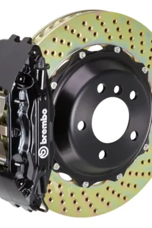 Shop Now Brembo 93-95 RX-7 Front GT BBK 4 Piston Cast 2pc 332x32 2pc Rotor Drilled-Black