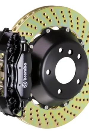 Shop Now Brembo 06-12 325i/328i (Excl. xDrive) Rear GT BBK 4 Piston Cast 2pc 345x28 2pc Rotor Drilled-Black