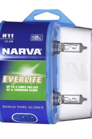 Narva 48079BL2 H11 12V 55W Everlife Halogen Headlight Globes, Twin Pack Crafted