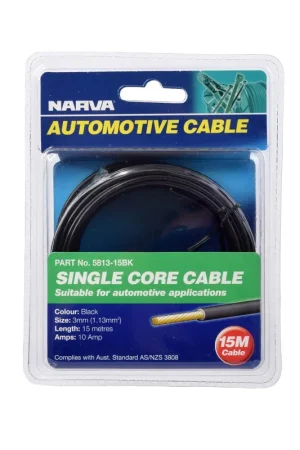 Limited Time Narva 10A 3mm Black Single Core Cable (15M) 5813-15Bk