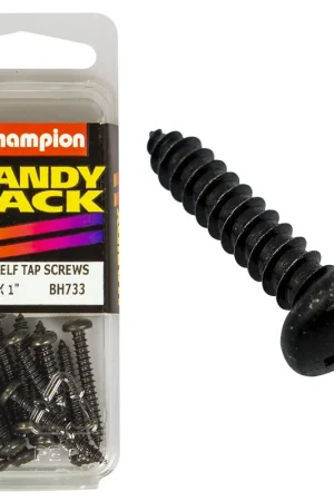 Champion Pack of 15 6G x 25mm Philips Pan Head, Black, Zinc Plated Self Tapping Screws - BH733 Deal