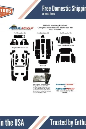 Insulation Sound Deadener Kit for 69-70 Mustang Fastback Acoustishield Complete Buy Online