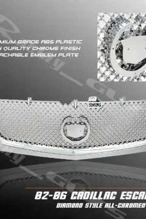 Chrome Front Grill Grille -ABS Plastic Express Delivery