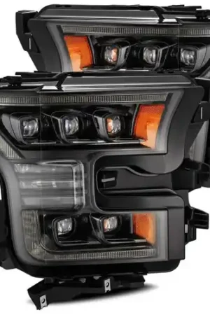AlphaRex 17-20 Ford Raptor NOVA LED Proj Headlights Plank Style Alpha Black w/Activ Light/Seq Signal Wholesale