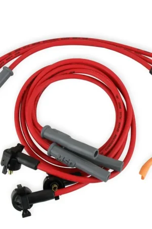 Grab Now MSD Super Conductor Spark Plug Wire Set, 2000 Ford 3.8L V-6 Mustang For use on 2000 Ford 3.8L V6 Mustang, Red jacket