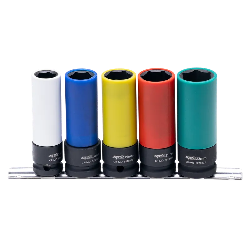 SP Tools 1/2" Drive Impact Socket Rail Set - Wheel Nut - Metric Only - 6pt - 5pc Professional Grade