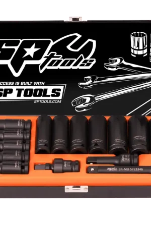 SP Tools 1/2" Drive Impact Socket Set - Deep - Metric Only - 6pt - 15pc Luxury