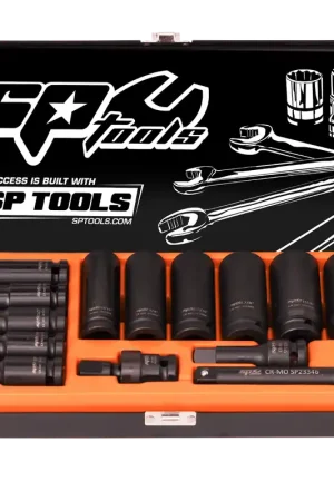 Reduced Price SP Tools 1/2" Drive Impact Socket Set - Deep - SAE Only - 6pt - 14pc