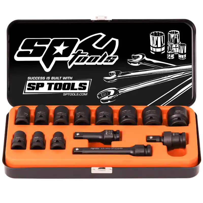 SP Tools 1/2" Drive Impact Socket Set - SAE Only - 6pt - 14pc Buy Direct