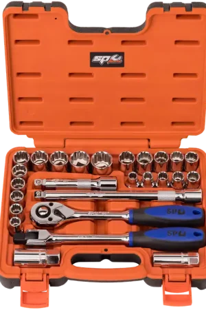 Exclusive Offer SP Tools 1/2" Drive Socket Set in X-Case - Metric/SAE - 12pt - 26pc