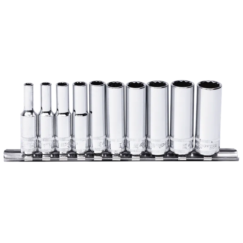 SP Tools 1/4" Drive Socket Rail Set - Deep - Metric Only - 12pt - 10pc Direct From Factory