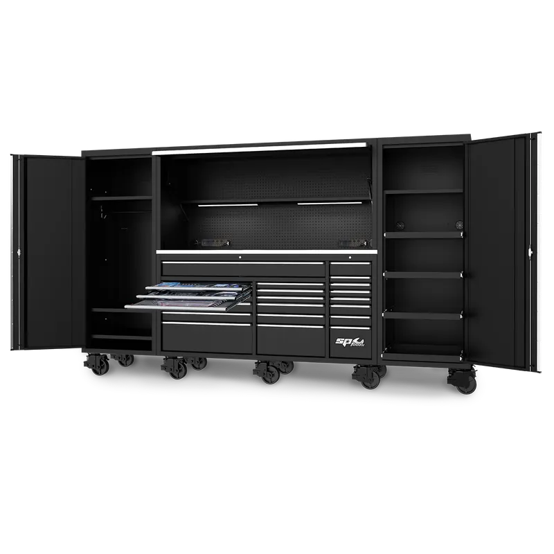 SP Tools 128" USA Sumo Series Workstation Tool Kit - 1017pc - Metric & SAE - Black/Chrome High Quality