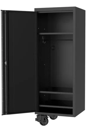 SP Tools 27" USA Sumo Series Side Cabinet - 3 Fixed Shelves + Clothes Hang Rail - Black/Chrome Special Discount