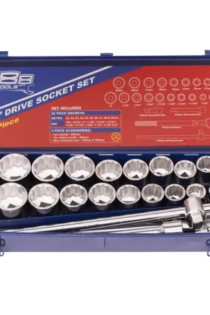 Money Back Guarantee SP Tools 3/4" Drive Socket Set - 888 Series - Jumbo Sizes - Metric/SAE - 12pt - 26pc