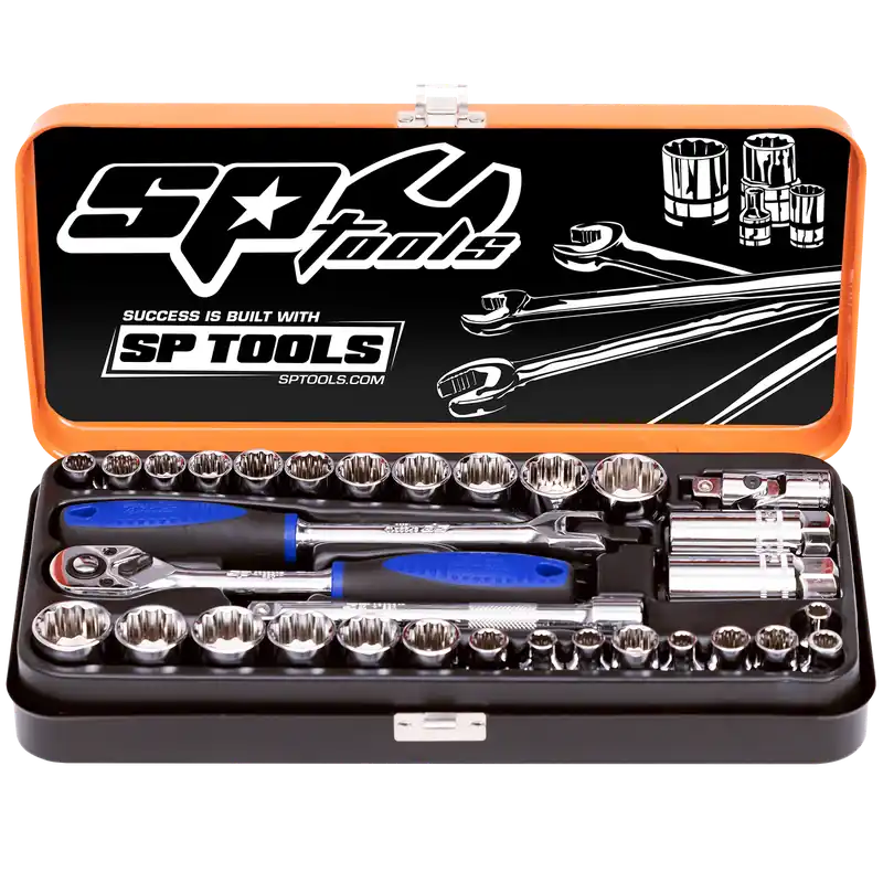 SP Tools 3/8" Drive Socket Set - Metric/SAE - 12pt - 32pc Modern